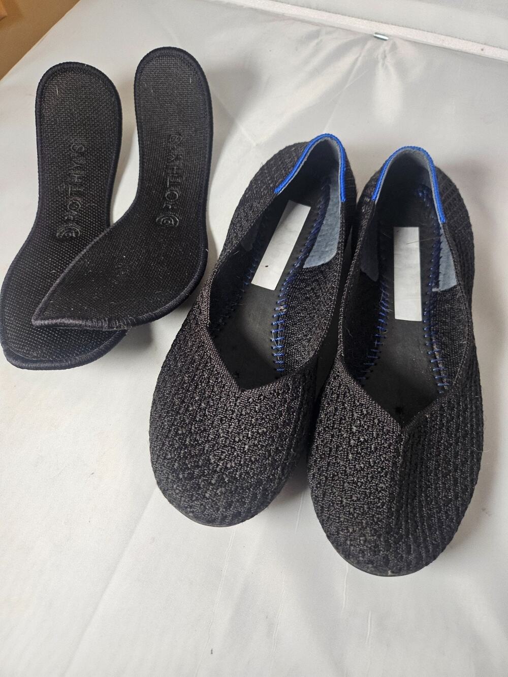 Rothy's Ws 9 The Flat Black Solid Knit Recycled Textile Ballet Flats Shoes